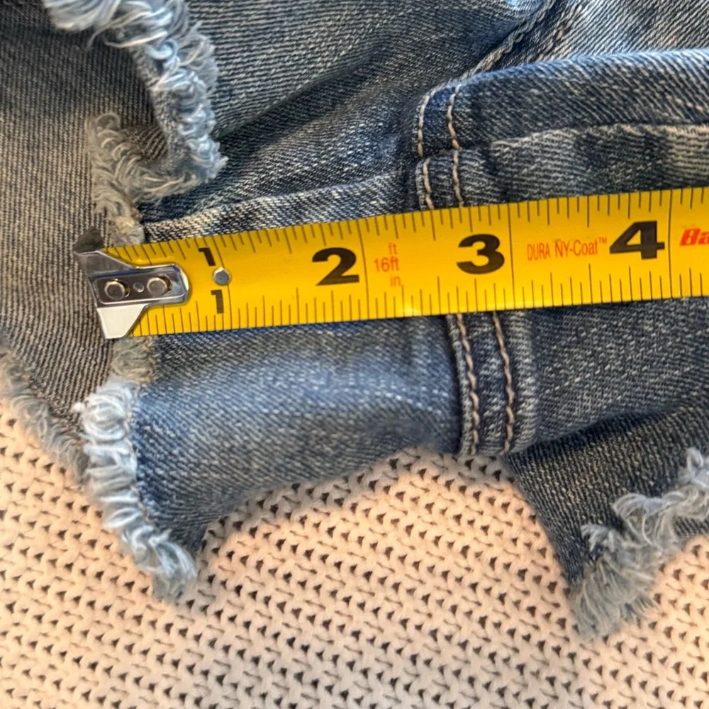 FIRE LOS ANGELES Boho Blue Jean Shorts w Chevron Embroidery